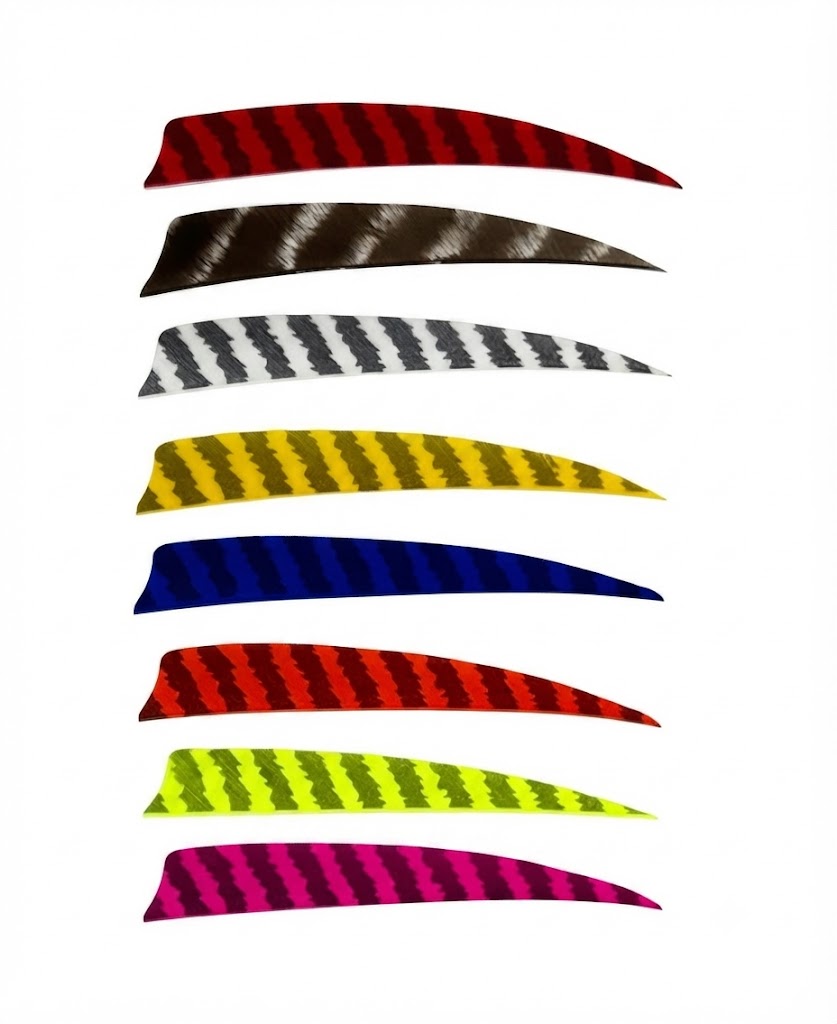 Stickbow Supplies Shield Cut Feathers - Barred Colors - 4 & 5 inch