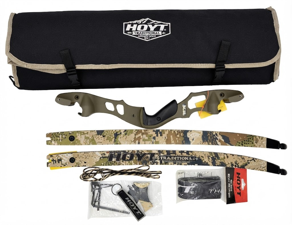 Hoyt Satori 19" Riser Complete Bow Package Including Choice of Riser color, Limb Color, Bow Case, Allen Wrenches, Stringer and DynaFlight 97 Flemish string