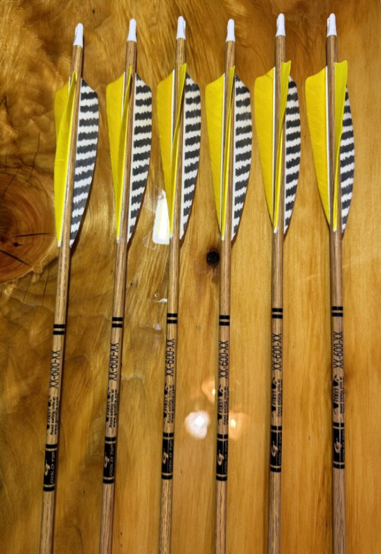 Gold Tip 500 Traditional Blemish Fletched Arrows With Inserts New 1/2 ...